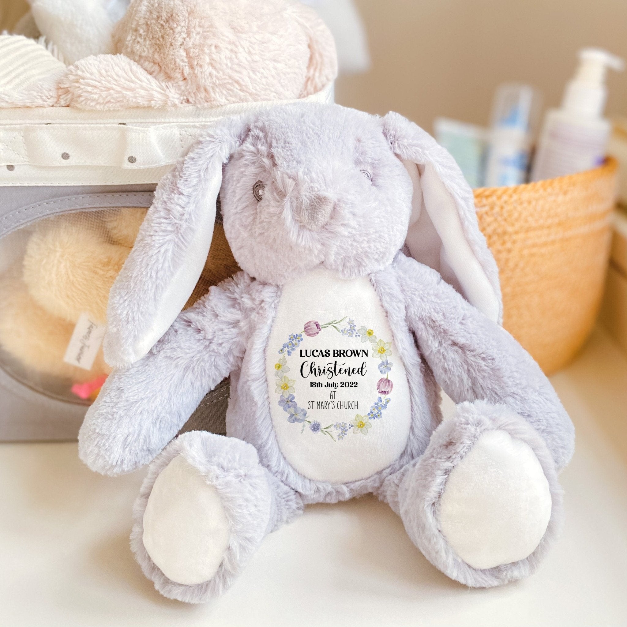 Personalised Christening Gift With Name And Church, Plush Toy