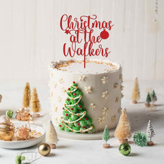 Personalised Christmas Cake Topper with Family Name, Christmas at the Cake Decoration, Xmas Table Décor