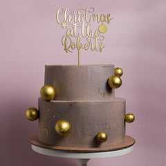 Personalised Christmas Cake Topper with Family Name, Christmas at the Cake Decoration, Xmas Table Décor