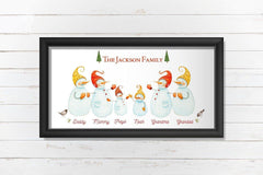 Personalised Christmas Family Poster, Snowman family name print, Mother's Day Gift