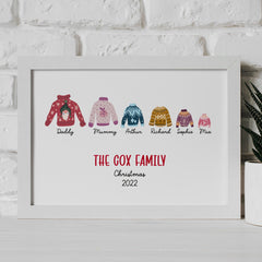 Personalised Christmas Family Poster, Xmas Family Name Print Decor