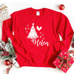 Personalised Christmas jumper with tree and name, Festive family set