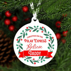 Personalised Christmas on The Polar Express Tree Ornament with Name, Family Xmas Decor