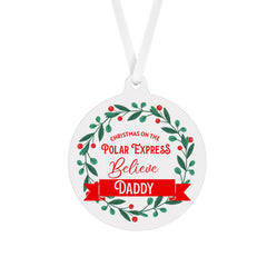 Personalised Christmas on The Polar Express Tree Ornament with Name, Family Xmas Decor