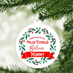 Personalised Christmas on The Polar Express Tree Ornament with Name, Family Xmas Decor