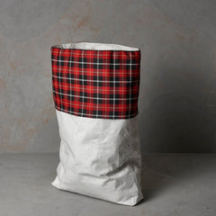 Personalised Christmas sack with red plaid detail 49x65 cm Family Xmas Decoration Handmade