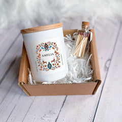 Personalised Christmas Scented Candle with Name, Gift Box for Her Him, Scandinavian Cosy Stylish Unique Vegan Xmas Present
