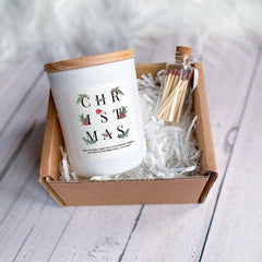 Personalised Christmas Scented Candle with Your Text, Cosy Stylish Unique Vegan Xmas Present Hygge Gift