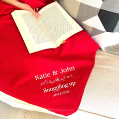 Personalised couple blanket with carrying handle, Wife, husband, girlfriend, partner Christmas gift