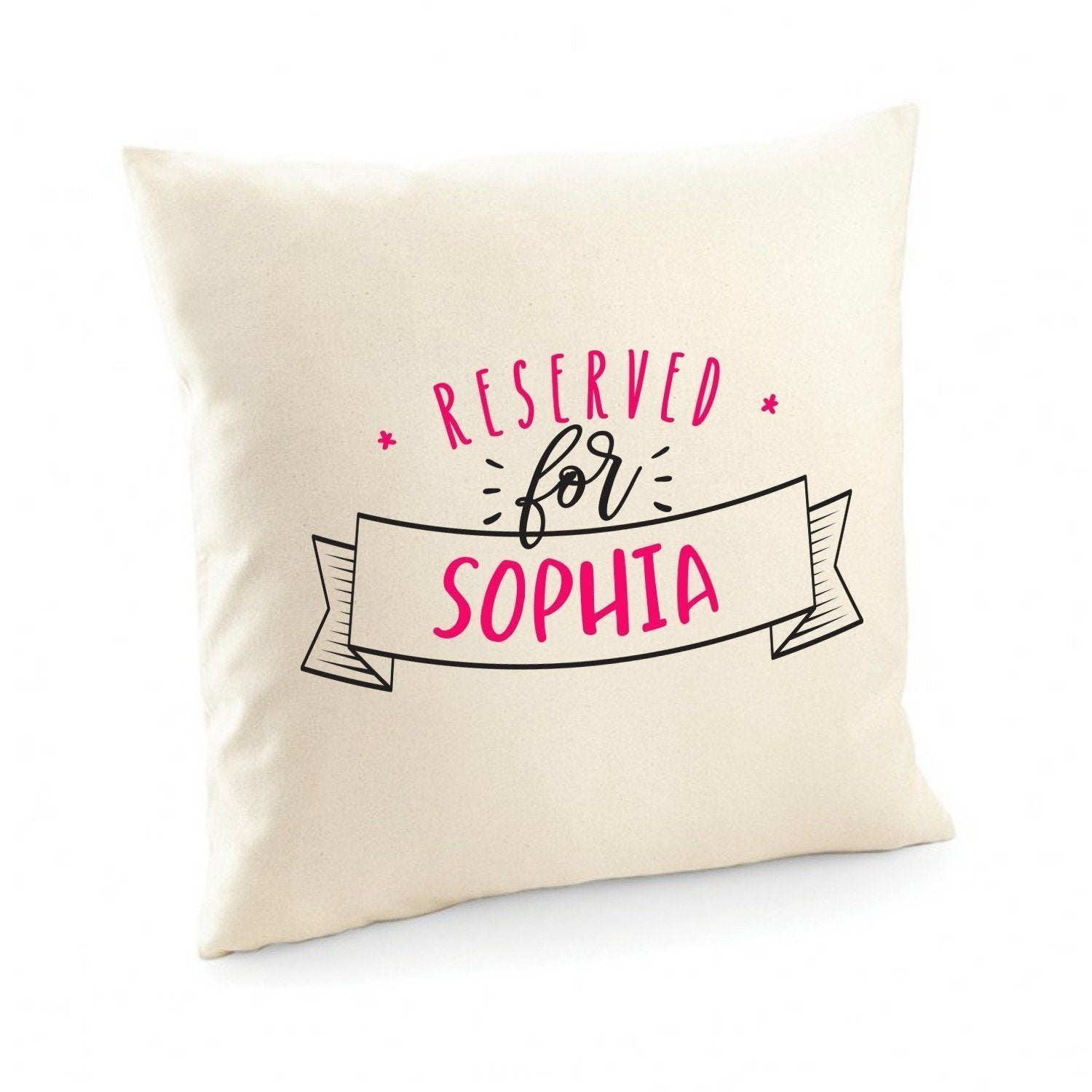 Personalised cushion cover, Reserved for a name, Gift for her and him, Custom housewarming gift