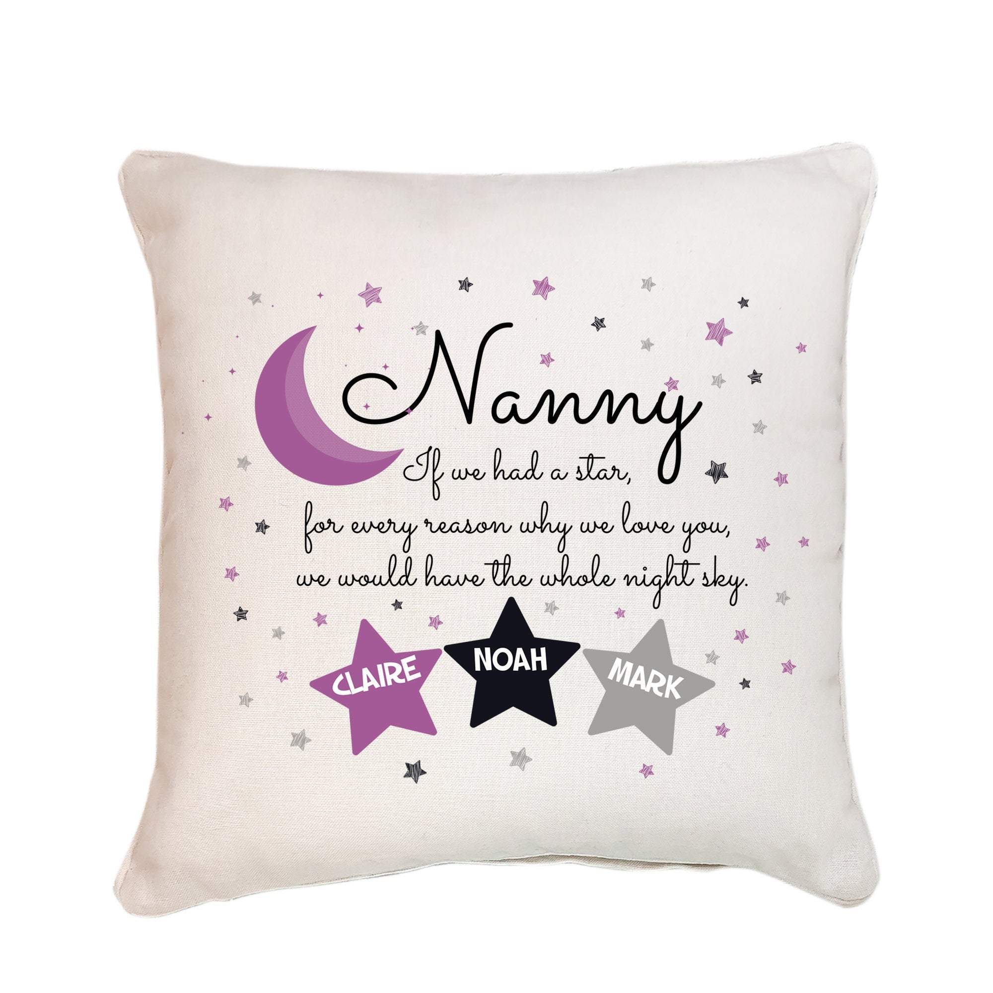 Personalised cushion for nanny, Mother's Day gift for grandma