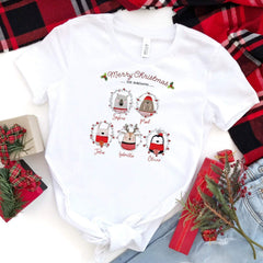 Personalised Cute Animal Family Christmas T- shirts, SUITABLE ALL AGES, Matching Family Xmas top