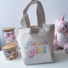Personalised Cute Mini Flower Girl Bag, Flower Girls Gift Bag, Flower Girl Keepsake, Wedding Gift For Little Girl