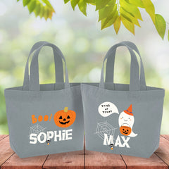 Personalised cute mini Halloween bag with name, Trick or treat bags, Girls or boys baskets