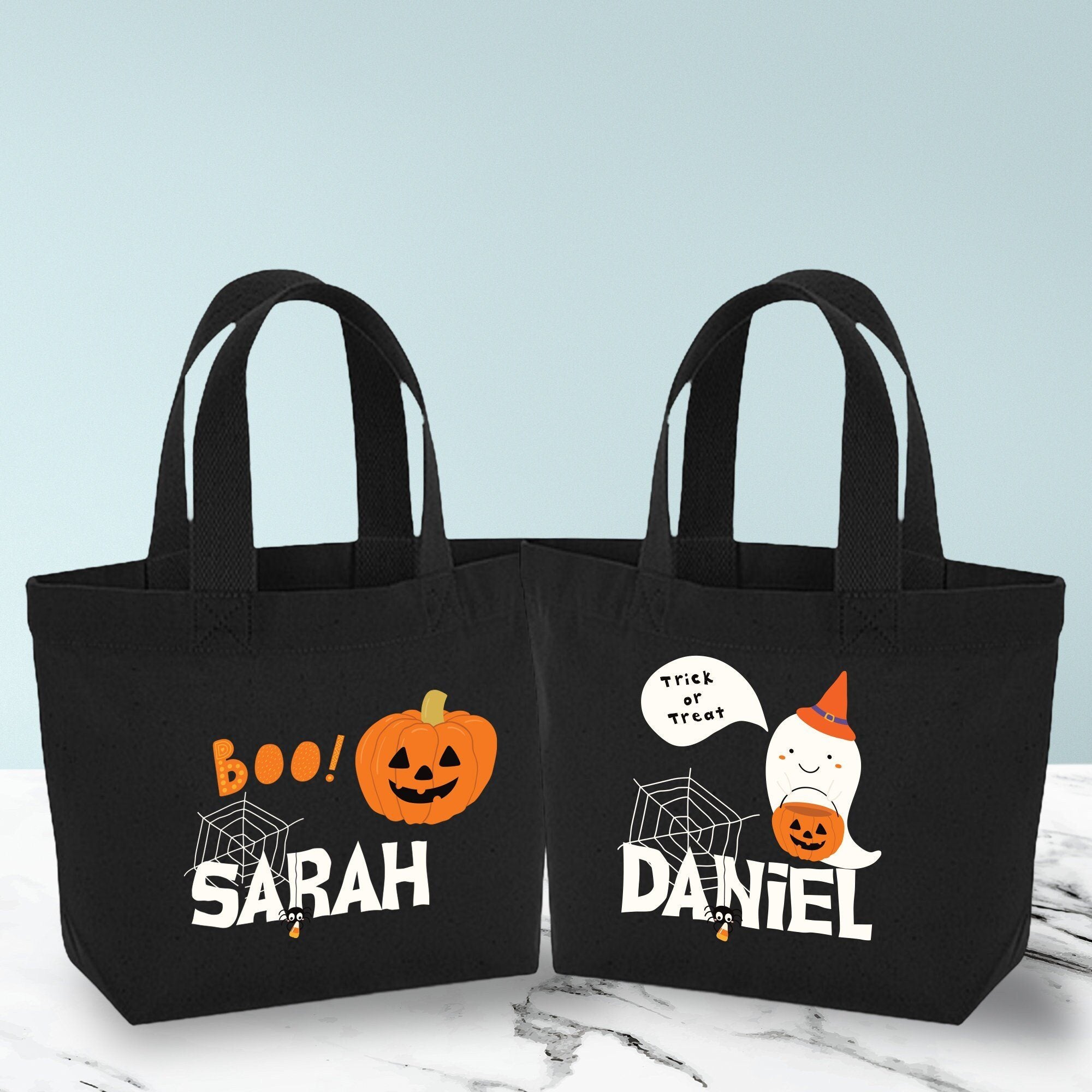 Personalised cute mini Halloween bag with name, Trick or treat bags, Girls or boys baskets