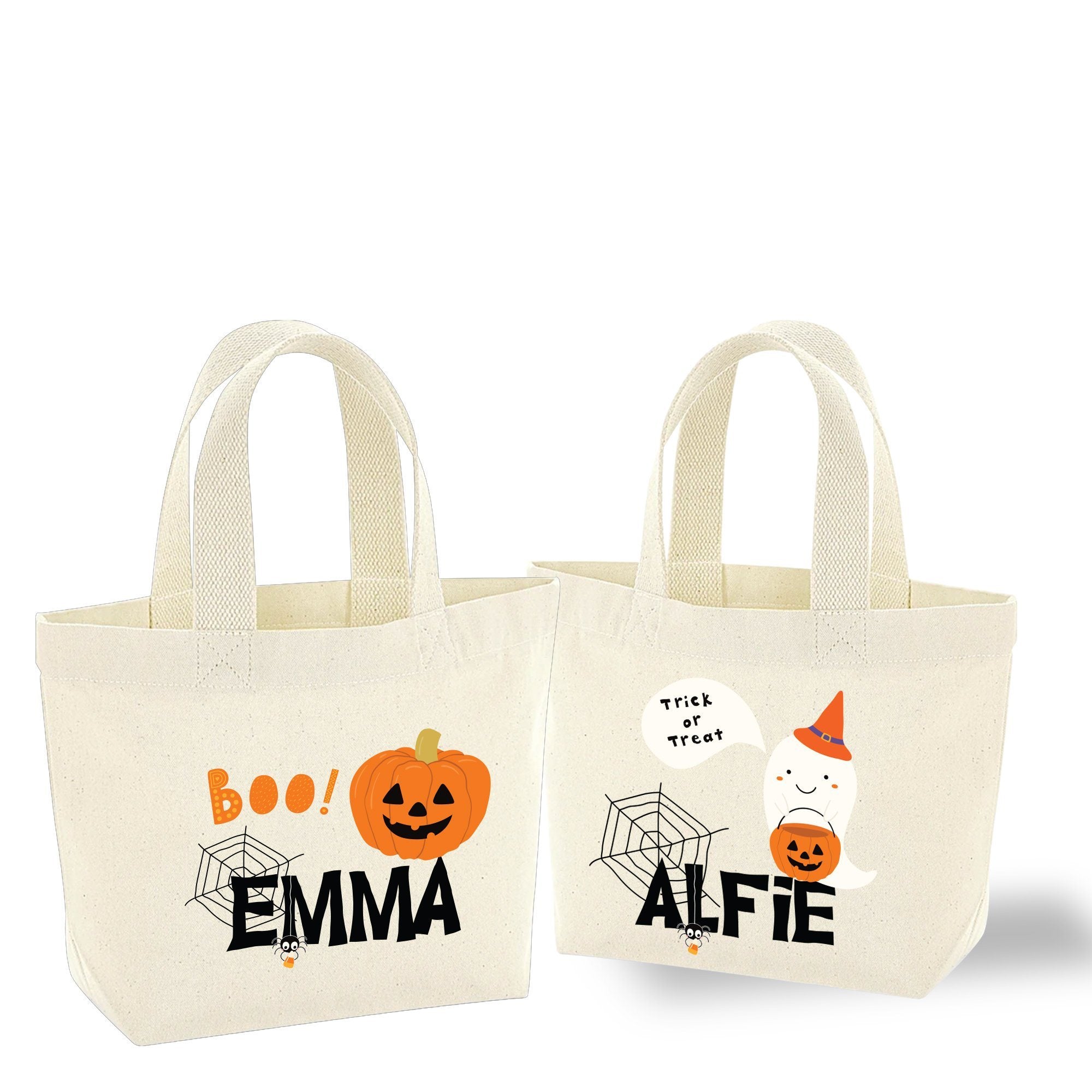 Personalised cute mini Halloween bag with name, Trick or treat bags, Girls or boys baskets