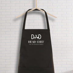 Personalised Dad Apron With Family Name, Dad Head Chef, Bbq Apron