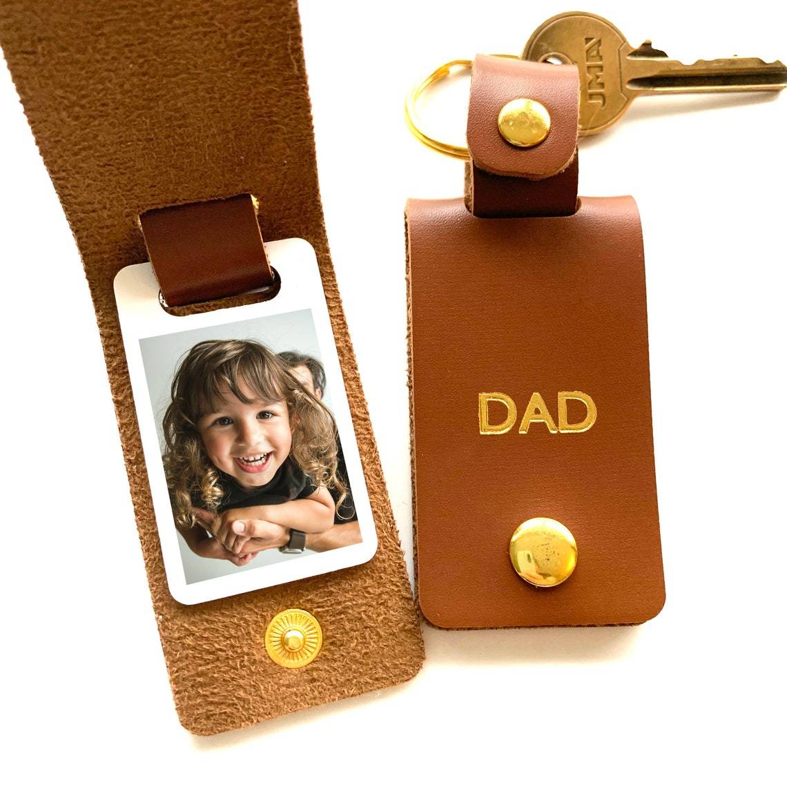 Personalized Leather Keychain For Men - Custom Photo Engraving Keychain, Father's Day Gift Idea - View #5
