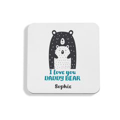 Personalised daddy bear coaster, Gift for dad, Father's day present, Dad, Dada bear