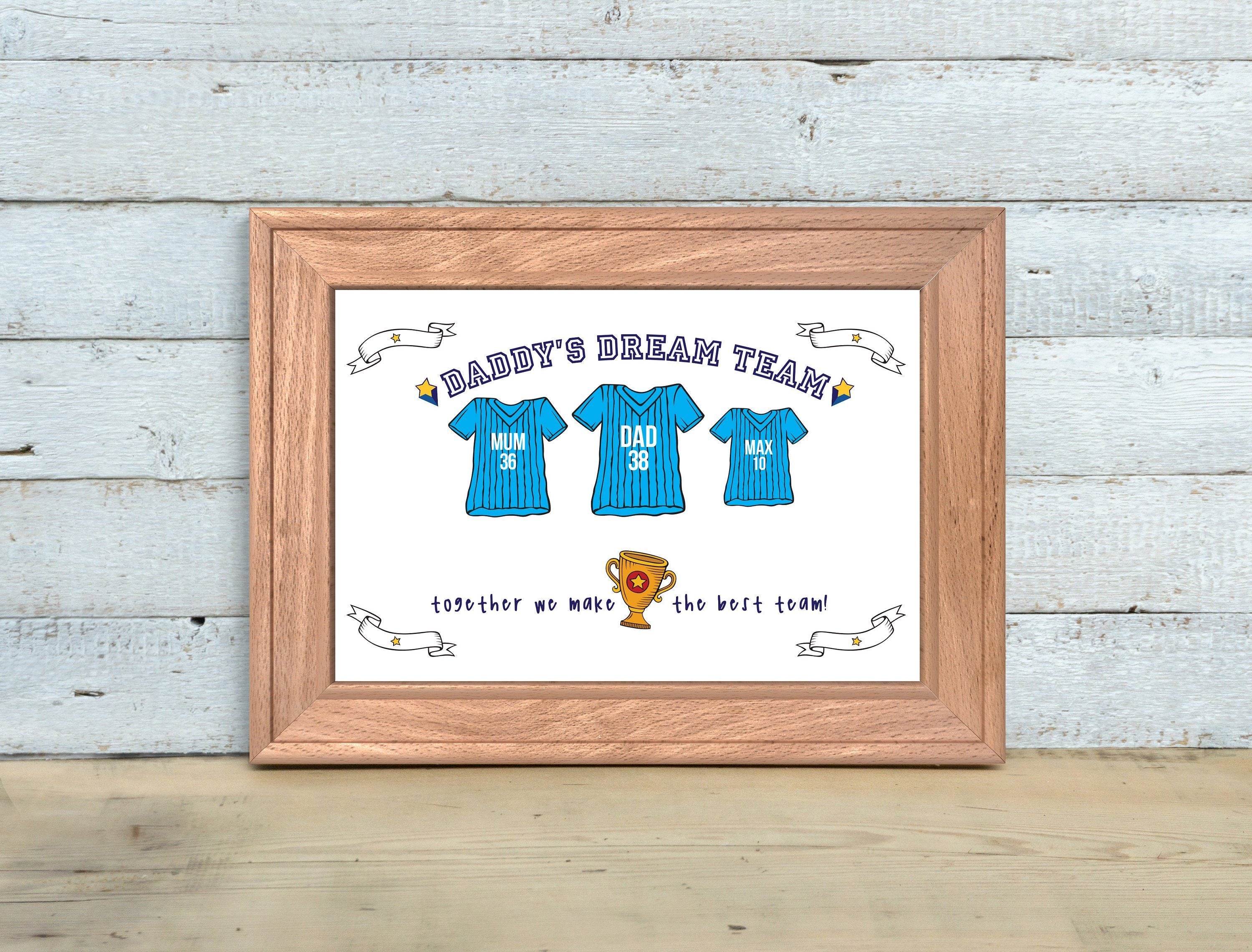 Personalised Daddy's dream team,Football team family poster,First Father's day gift,