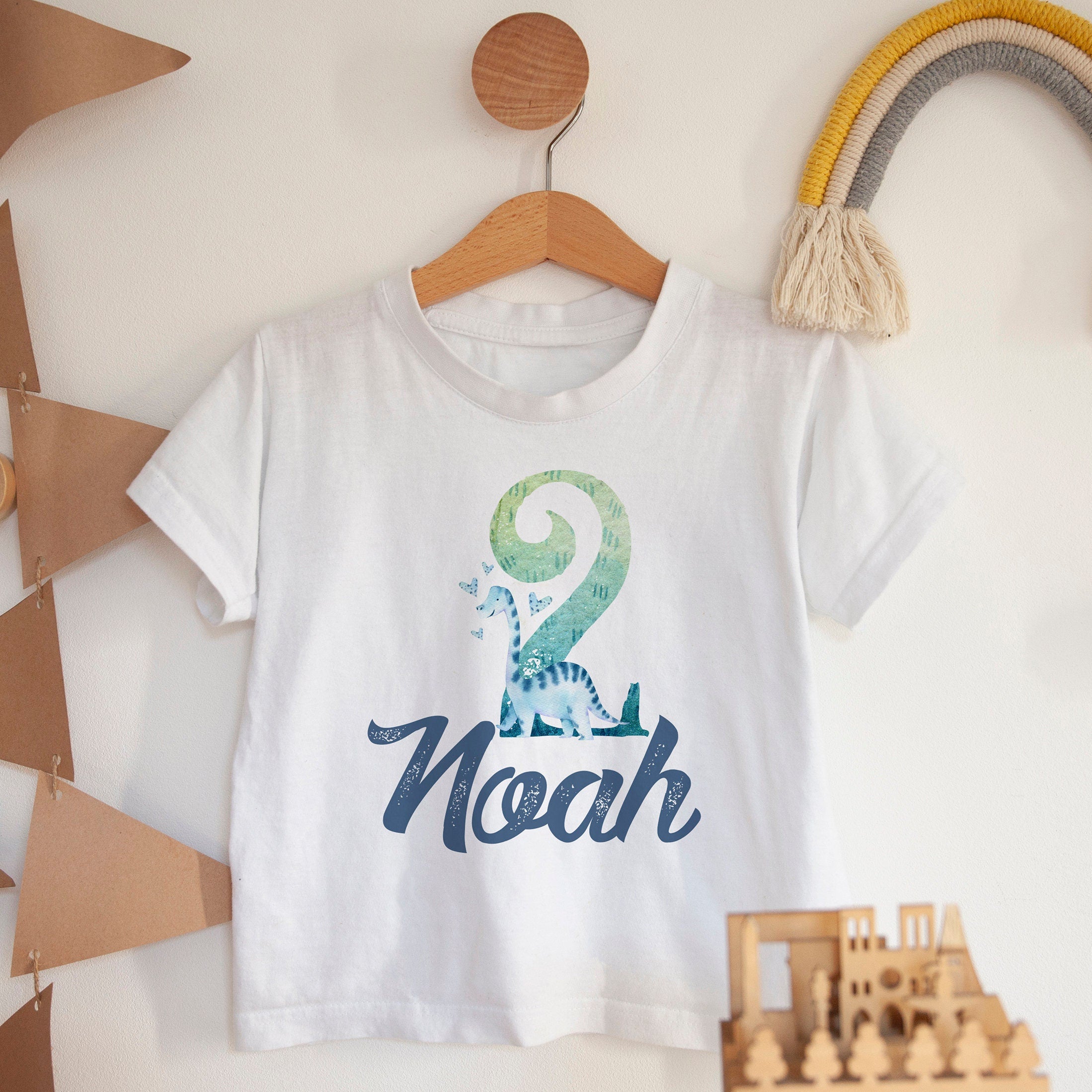 Personalised Dinosaur Kids Birthday T-Shirt, Pink Or Blue Options, Boy Girl Tshirt Top With Name