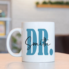Personalised doctor mug with last name, Thank you gift, New DR present