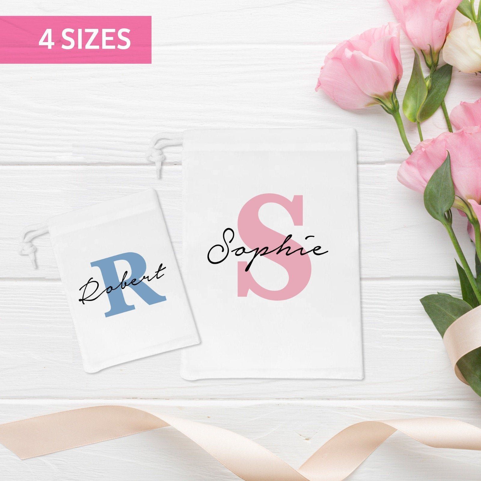 Personalised drawstring gift bag with name and initial, Easy way to wrap your gifts, Birthday gift bag