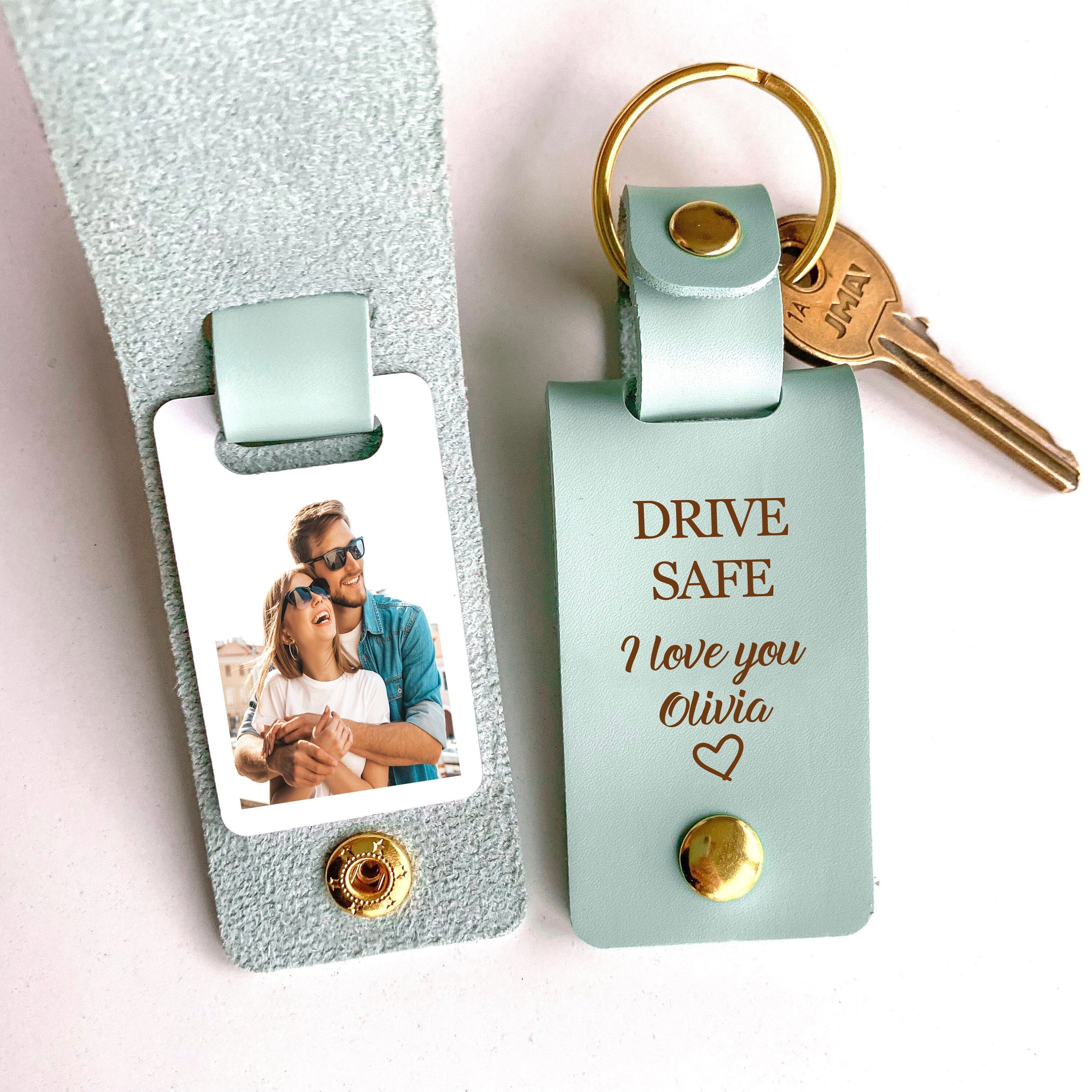 Personalised Drive Safe Photo Keyring, Novelty Keyring Keychain, Birthday Christmas Gift for her him