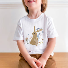 Personalised Easter bunny T-Shirt with name, Easter gift for boy girl, Bunny Childrens tshirt