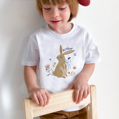 Personalised Easter bunny T-Shirt with name, Easter gift for boy girl, Bunny Childrens tshirt