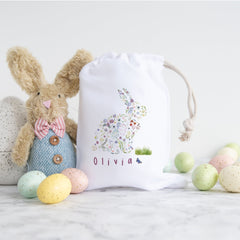 Personalised Egg Hunt Bag,s Easter Stuff Bags With Name, Easter Bunny Rabbit Gift