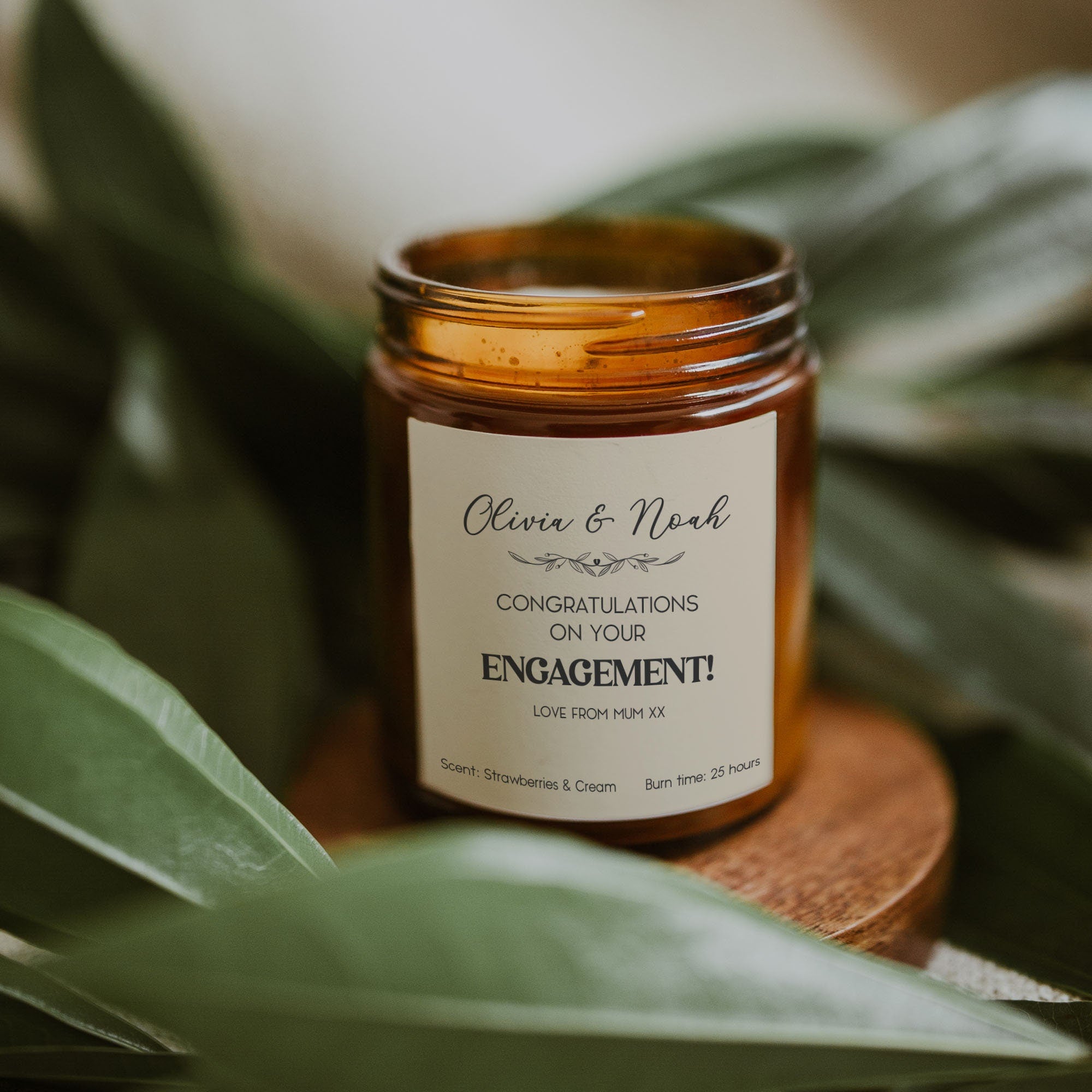 Personalised Engagement Candle with Names, Mr Mrs gift, Soy Wax (no paraffin)
