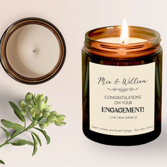 Personalised Engagement Candle with Names, Mr Mrs gift, Soy Wax (no paraffin)