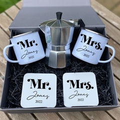 Personalised Engagement Gift SET with Names, Mr and Mrs Gift, Congratulations On Your Engagement