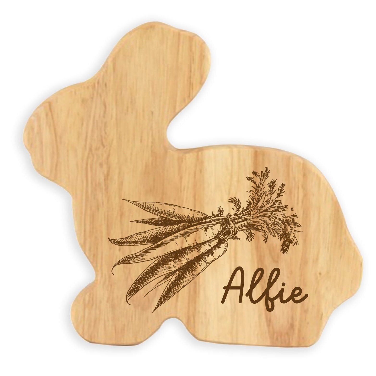 Personalised Engraved Bunny Shaped Easter Breakfast Board With Carrot Design, First Easter Gift