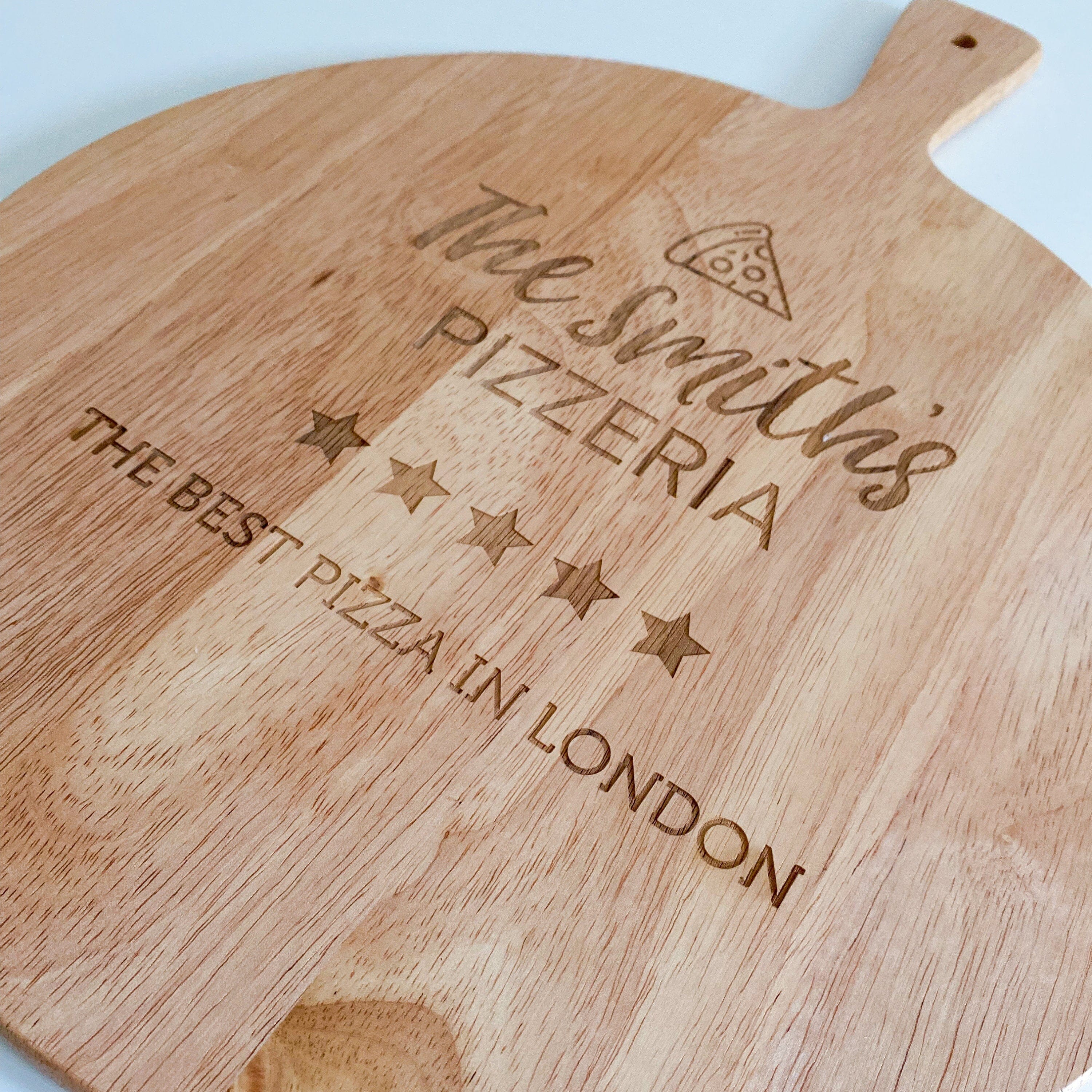 Personalised Engraved Pizza Paddle 45Cm, With Family Name, Christmas Birthday Engagement Gift