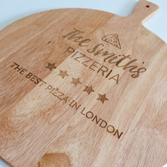 Personalised Engraved Pizza Paddle 45Cm, With Family Name, Christmas Birthday Engagement Gift