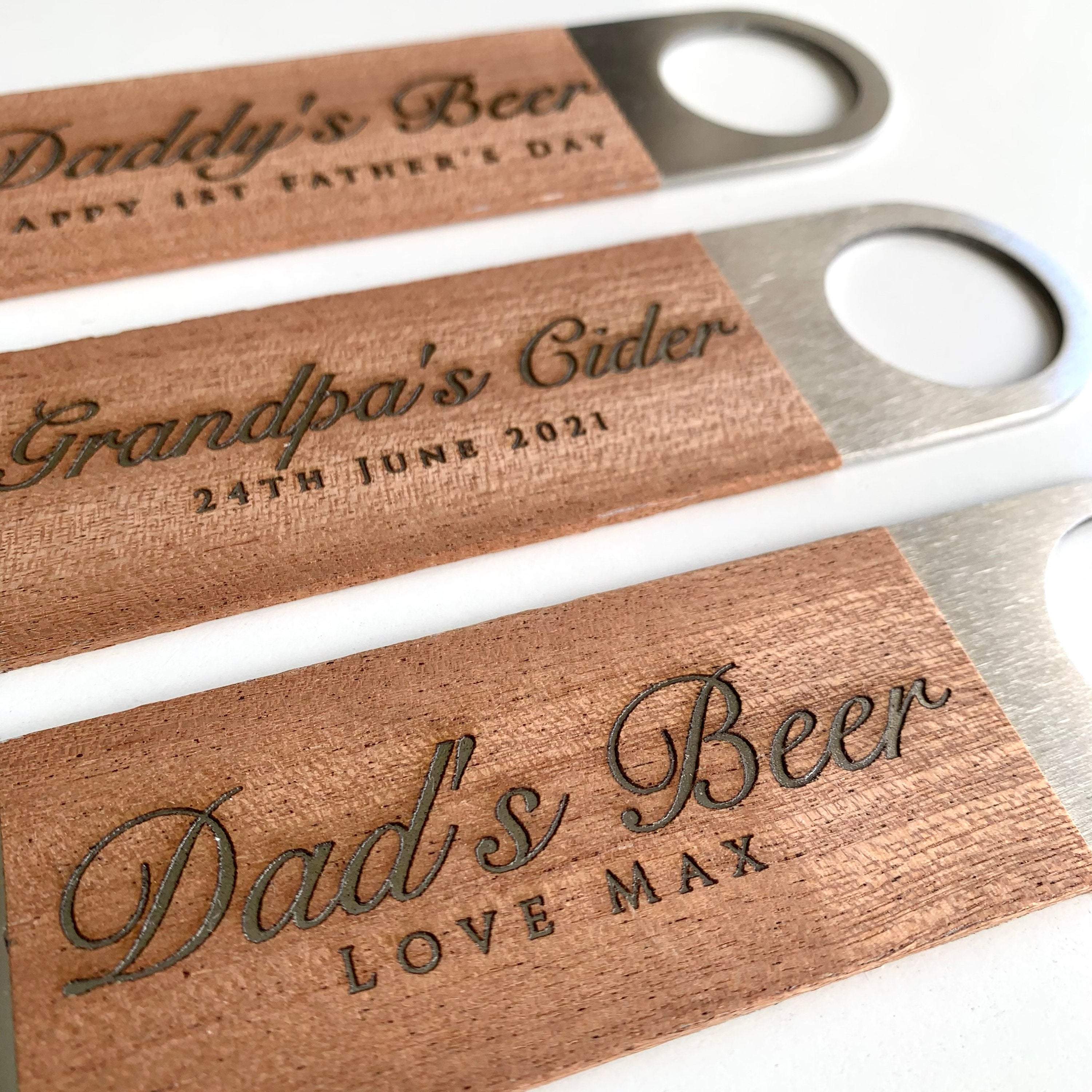 Personalised engraved stainless steel bottle opener, Gift for dad, Father's Day gift for daddy