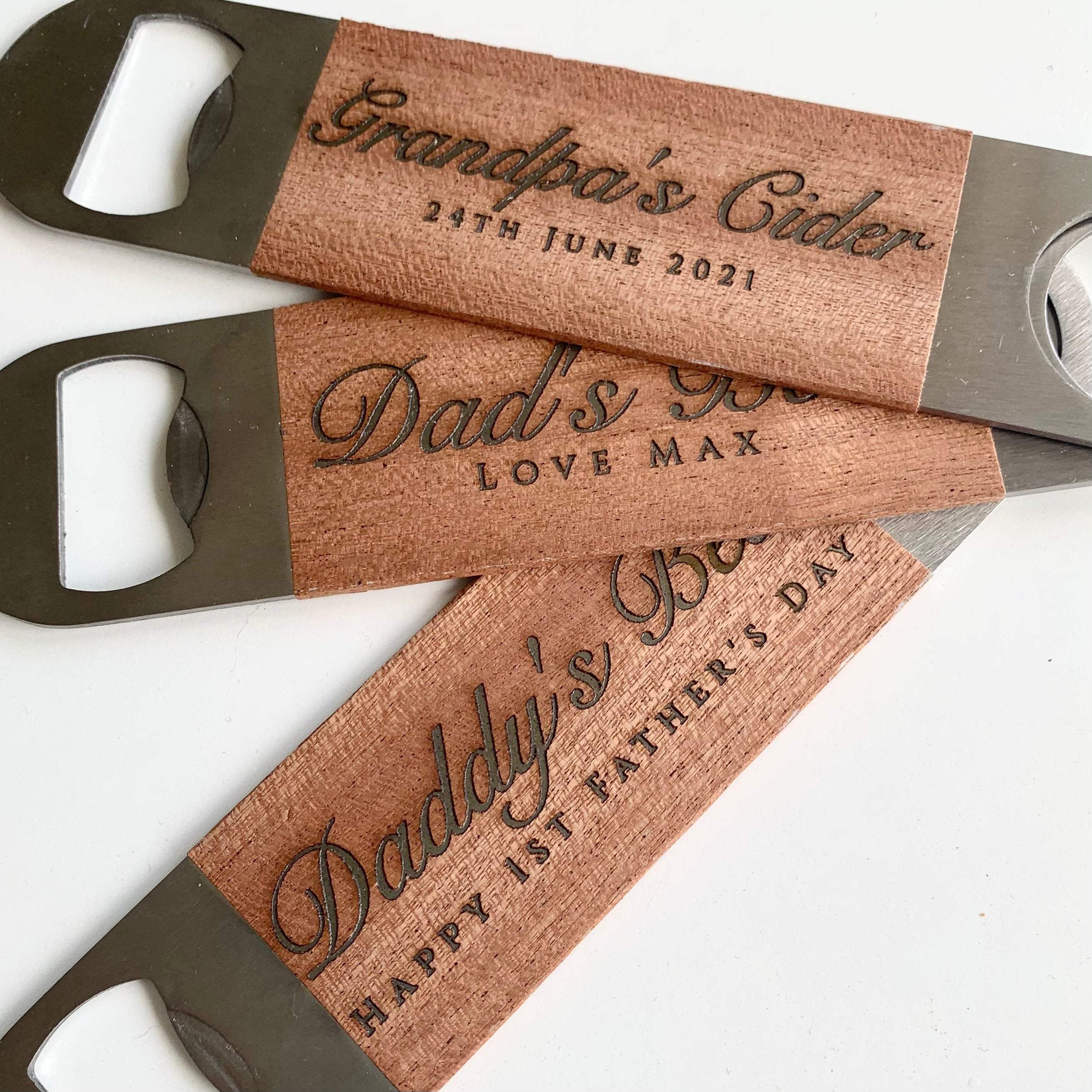 Personalised engraved stainless steel bottle opener, Gift for dad, Father's Day gift for daddy