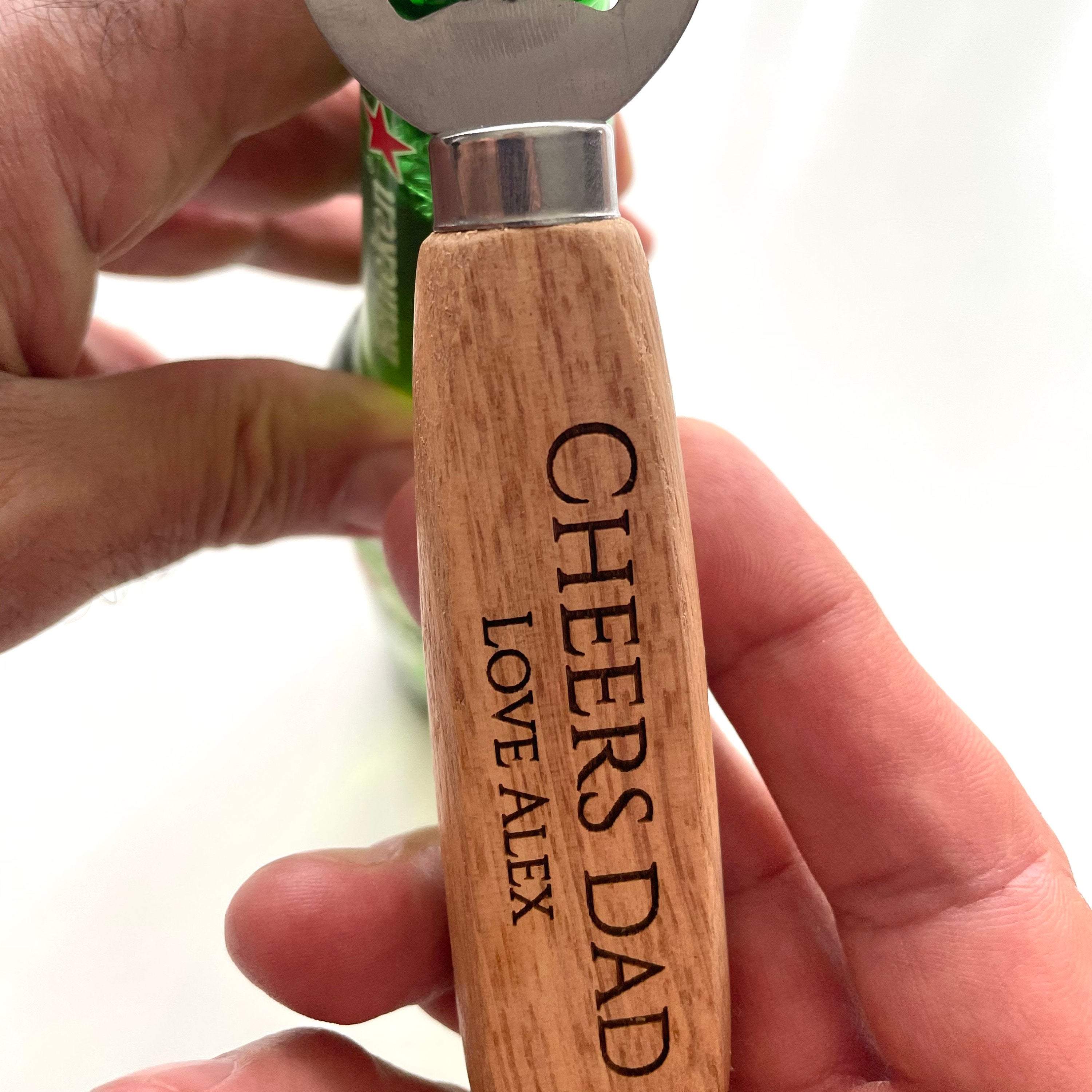 Personalised engraved wooden bottle opener, Gift for him, Birthday gift