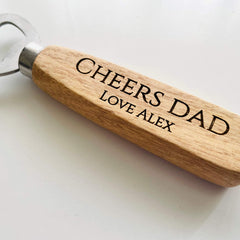 Personalised engraved wooden bottle opener, Gift for him, Birthday gift