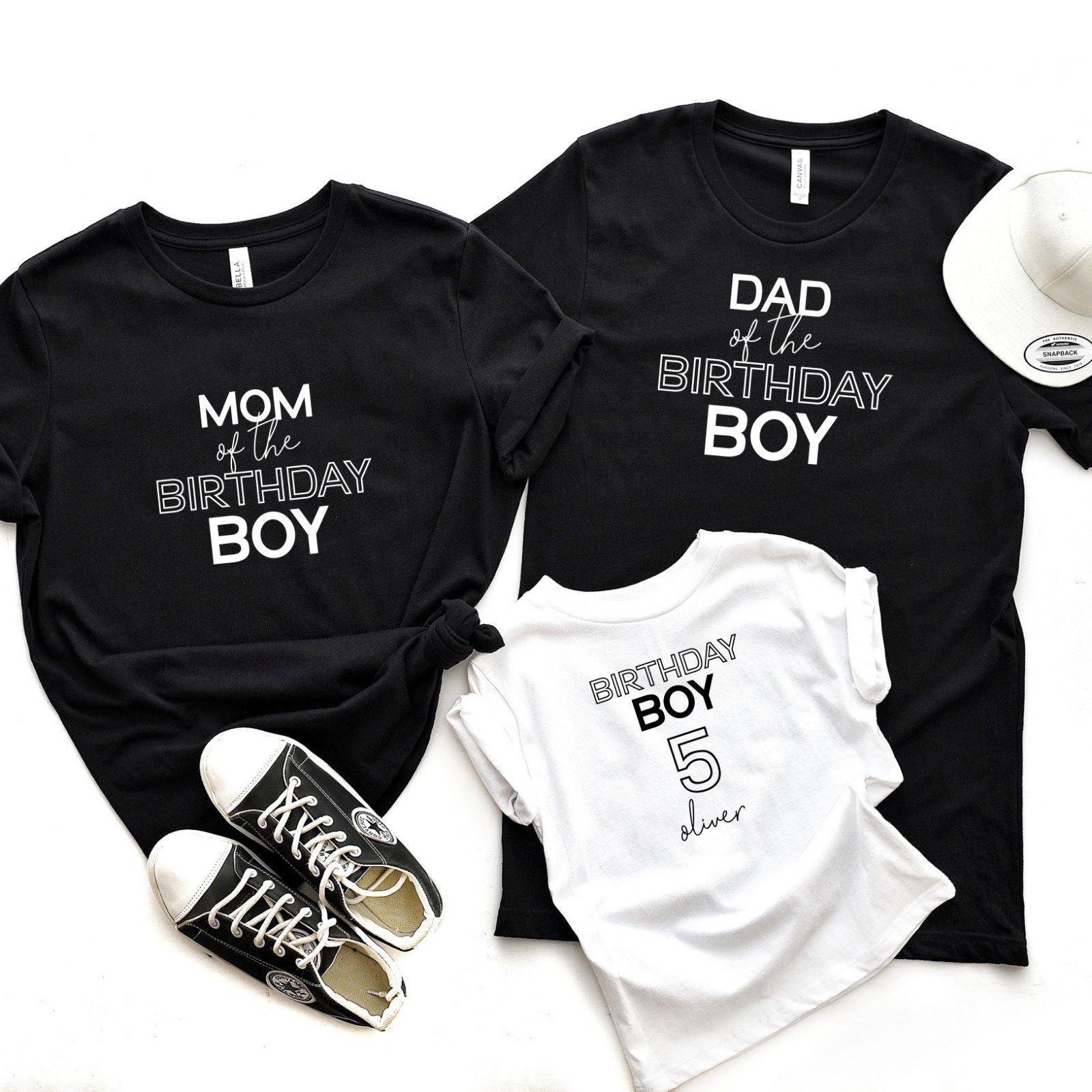 Personalised family matching birthday t-shirt with name