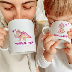 Personalised Family Mug for Dad Uncle Grandad, Daddy and Baby Dinosaur, Dada and Me Funny Matching gift