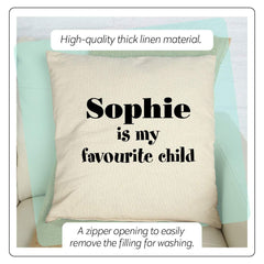 Personalised favourite child cushion with child name, Personalised Mother's Day Father's day Gift