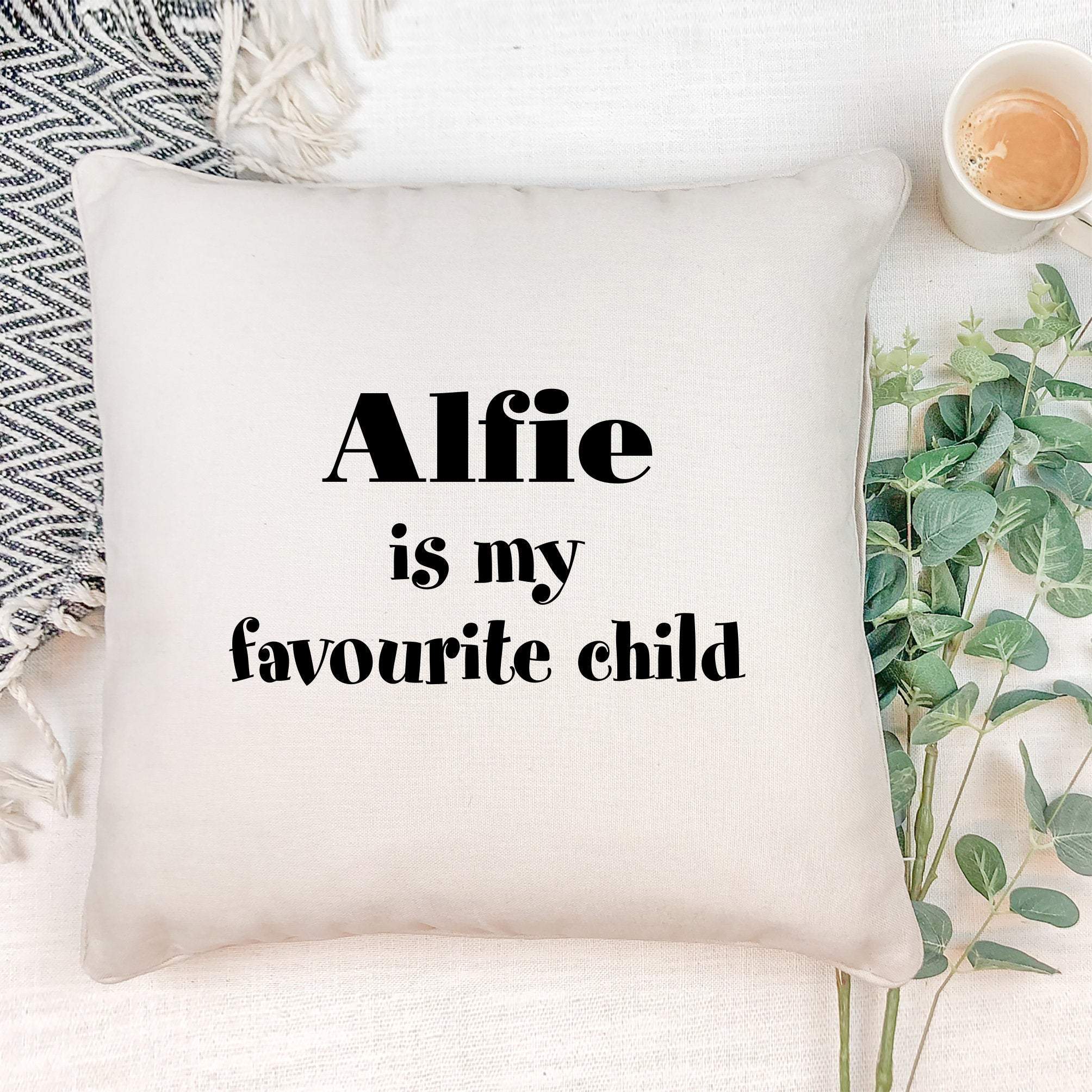 Personalised favourite child cushion with child name, Personalised Mother's Day Father's day Gift