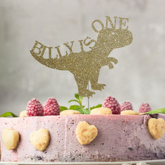Personalised First Birthday Cake Topper. Dinosaur Theme