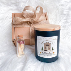 Personalised First Christmas at New Home Scented Candle Gift Set, Gift for New Home with Address and Your Text