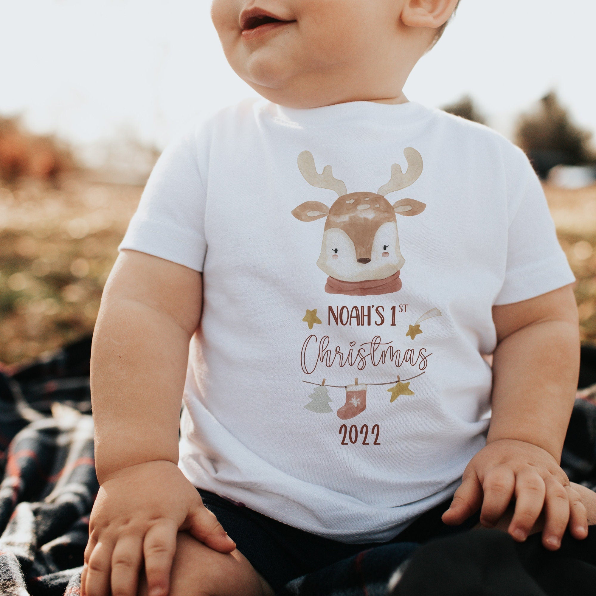 Personalised First Christmas bodysuit Eco-sustainable My 1st Xmas outfit Baby's first Christmas