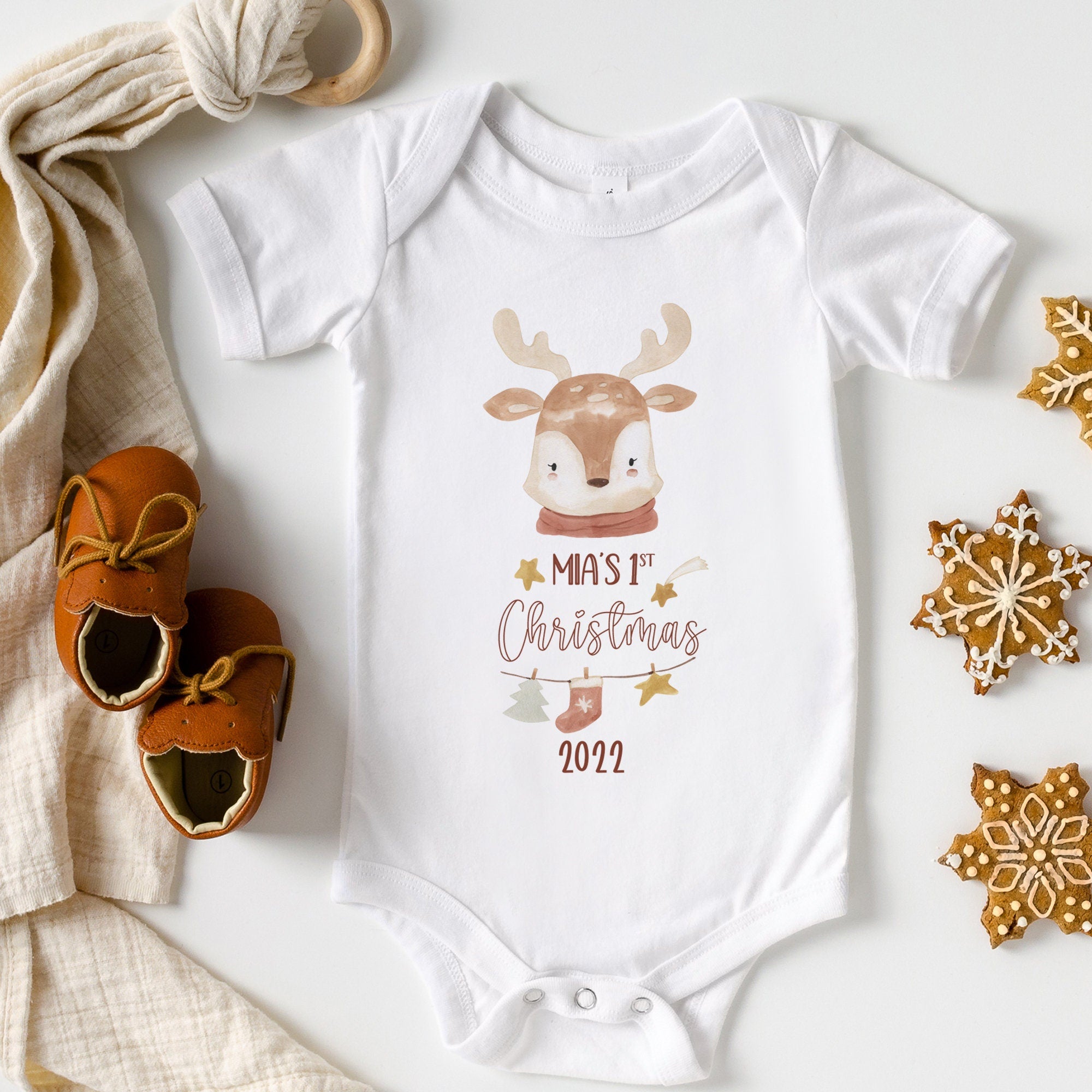 Personalised First Christmas bodysuit Eco-sustainable My 1st Xmas outfit Baby's first Christmas