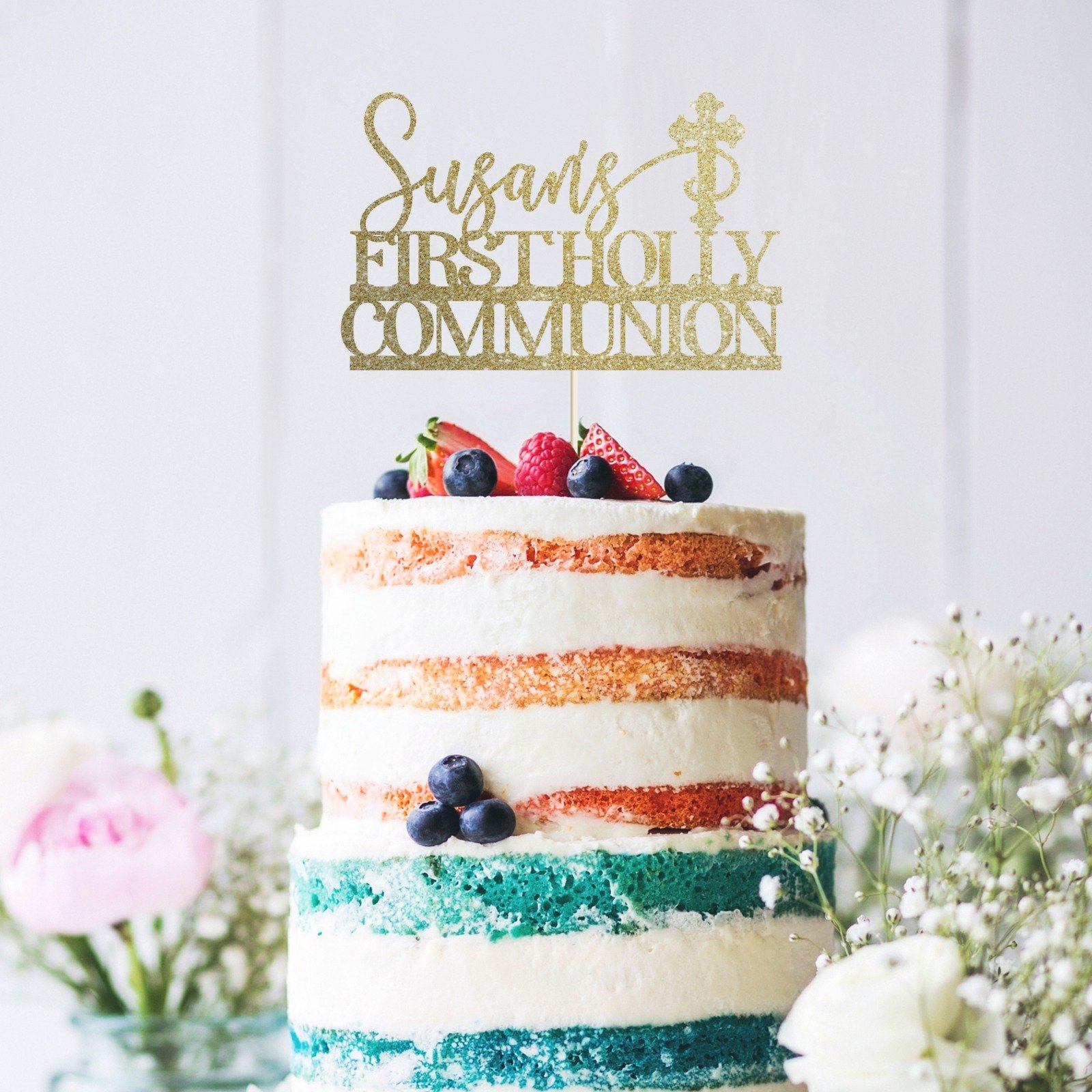 Personalised First Communion Baptism Cake Topper